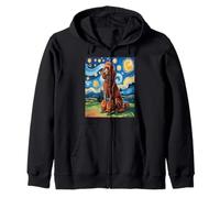 Red Poodle Dog Van Gogh Style Starry Night Sudadera con Capucha