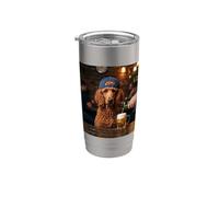 Red Poodle Drinking Beer Funny Dog Meme Vaso térmico de acero inoxidable de doble pared