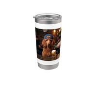 Red Poodle Drinking Beer Funny Dog Meme Vaso térmico de acero inoxidable de doble pared
