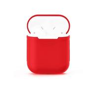 (Red) Portable Wireless Bluetooth Earphone Silicone Protective Box Anti-lost Dropproof Storage Bag for Apple AirPods 1/2