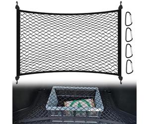 Red portaobjetos para coche 80X60cm Red para maletero Se extiende a 160x120cm Red elástica para maletero con 4 ganchos Red para equipaje para autocaravana Sistema de sujeción de carga para la mayoría