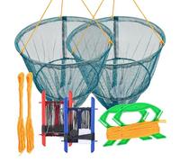 Red portátil de cangrejo con bolsa de cebo de red y cuerda y mango de línea para pesca de cangrejo, langosta, langosta, cangrejo de río, langosta (juego de 4, 30 cm)