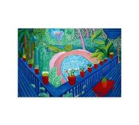 Red-pots-in-the-garden-David Hockney, carteles en lienzo, carteles de salón, pinturas de dormitorio, pinturas de pared para decoración del hogar, pinturas modernas para decoración del hogar, pinturas