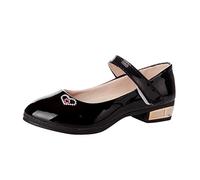 Red Princess Shoes Kids Sequins Bow Dress Flats Girls Sparkly Mary Jane Shoes with Hook and Loop Strap Youth Glitter Leather Ballet Tap Sandals Party Weddings Loafers