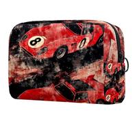 Red Racing Cars Grunge - Neceser grande para mujer, neceser de viaje, bolsa organizadora de maquillaje con cremallera, multicolor, 18.5x7.5x13cm/7.3x3x5.1in, Neceser