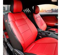 Red Rain Mustang - Juego Completo de Fundas de Asiento de Cuero Rojo Personalizadas para Ford Mustang Coupe Hardtop 2015 2016 2017 2018 2019 2020 2021 2022 2023 2024 2025 10 Piezas (Mustang-rojo-2015