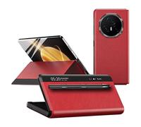 (Red, Red) For Honor Magic V3 5G Case View Window PU Leather Phone Cover with Stylus