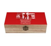RED Remember Everyone - Caja de almacenamiento de madera para tesoros, 7.9 x 3.7 x 2.3 pulgadas, cajas de recuerdo con tapa con bisagras y cierre frontal