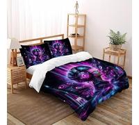 Red Revolución SoundOla Juego De Ropa De Cama Estampado 3D Moderno Urbano Microfibra Suave con Cremallera Oculta para Niños,Niñas,Adolescentes Ajuste King(220x240cm)