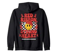 Red Ribbon Strong Heart Blood Cancer Awareness Sudadera con Capucha