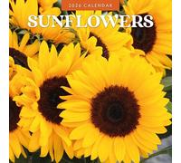 Red Robin - Calendario mensual de pared 2026 con girasoles, abierto de 12 x 24 pulgadas, papel grueso y resistente de alta calidad, calendario de 12 meses para colgar, notas rayadas y área de tareas