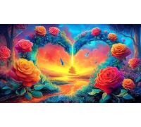 Red-Rosas Puzzles Imposible,desafío for Adults Entretenimiento Creativo 1000 Piezas Obra de Arte de Juego de para Adultos y niños 75x50cm/1000pcs