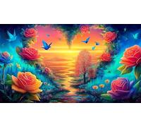 Red-Rosas Puzzles Imposible,desafío for Adults Juego Educativo 1000 Piezas Obra de Arte de Juego de para Adultos y niños 38x26cm/1000pcs