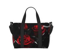 Red Rose 3 - Bolsa de viaje para deportes, gimnasio, yoga, bolsa de viaje para fin de semana, bolsa de viaje con compartimento, NEGRO, One Size