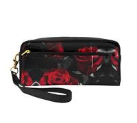 Red Rose - 3 bolsas de cosméticos pequeñas, portátil, bonita bolsa de maquillaje de viaje para mujer, bolsa organizadora de brochas de maquillaje, NEGRO, One Size, Neceser de maquillaje