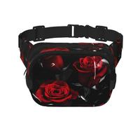Red Rose - 3 riñoneras para mujeres y hombres, riñoneras de moda para entrenamiento, correr, viajar, senderismo, NEGRO, One Size