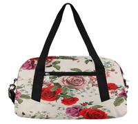 Red Rose - Bolsas de lona para niñas y niños, bolsa de gimnasio ligera con flores rosadas para niños, bolsa pequeña de viaje para llevar durante la noche, Rojo rosa, 18.4L x 7.8W x 9.4H