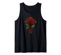 Red Rose Cross Magical Dripping Faith Believe God Bonita Rosa Camiseta sin Mangas