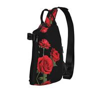 Red Rose Happy Halloween Diagonalmente Sling Bag, Crossbody Sling Backpack Shoulder Chest Bag para Mujeres Hombres, Travel Hiking Daypack