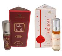 Red Rose & Rasha Concentrated Perfume Oil Pack of 2 | Long-Lasting Alcohol-Free Attar | 6ml Roll-On for Men & Women
