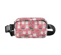 Red Rose - Riñonera cruzada para hombre y mujer, para viajes, vacaciones, correr, Kawaii Summer Cute Cats Sandía, 1 Size