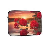 Red Roses at Sunset - Bolsa para laptop, ligera y compacta, adecuada para viajes y trabajo, universidad, Black, 10 inch