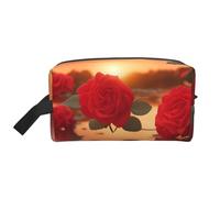 Red Roses at Sunset - Neceser de viaje multifuncional para uso diario y fitness, para cosméticos, artículos de papelería y más