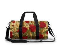 Red Roses - Bolsa de deporte cilíndrica para gimnasio, con correa para el hombro, diseño de corazones y trigo, para mujer y hombre