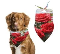 Red Roses Bush in The Garden - Bandanas de Pascua para perros pequeños, medianos y grandes, gatos, bufanda para mascotas, baberos lindos de poliéster. Bufanda triangular para mascotas, regalo