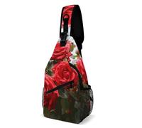Red Roses Bush in The Garden - Bolsa bandolera para adultos, bolsa cruzada con múltiples bolsillos, mochila para festivales, entrenamiento, viajes