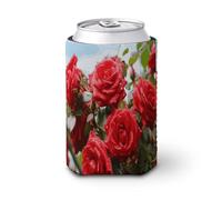 Red Roses Bush in The Garden - Fundas reutilizables aisladas para tazas, manga de café, divertida y duradera, funda de neopreno para bebidas frías y calientes, soporte para bebidas para café helado