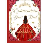 Red Roses Floral Quinceañera Sweet 15 Birthday Guest Book