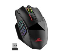 RED SAMURAI Ratón inalámbrico para juegos, 16000 DPI con cable/inalámbrico, 16 botones programables, retroiluminación RGB de 16 m, batería de 70 horas y sensor óptico, con 12 botones laterales/mouse