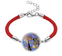 Red Science Nature Scenery - Pulsera de cuerda roja de la suerte, hecha a mano