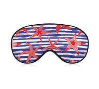 Red Sea Stars Sleep Mask Blindfold Blue Striped Ajustable Super-Smooth Soft Eye Mask Cover para Hombres Mujeres Viajes y siesta