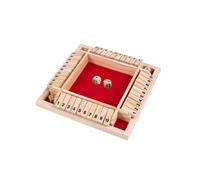 (Red)Shut The Box Board Game with Dice 4-Way Educational Math Number Strategy Game 4 Players Kids Adults