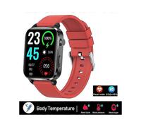 (Red Silicon) New Smartwatch Blood Sugar Blood Lipids Blood Pressure Body Temperature Health Monitoring Smart Watch For Men Women Clock