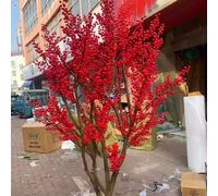 Red Silk Cherry Blossom Trees, Peach Tree Simulation Ornament Indoor and Outdoor Landing(2.5M)