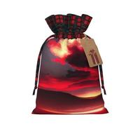 Red Sky At Night - Bolsas de regalo reutilizables con cordón de Navidad con estampado estrellado de Navidad para necesidades de envoltura