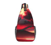Red Sky At Night - Bolso bandolera con estampado estrellado para uso diario, mochila de hombro, bolsa de pecho, para viajes al aire libre, casual