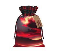 Red Sky At Night Starry - 1 bolsa de Navidad con cordón de 8.3 x 11.8 pulgadas, bolsa robusta para regalos y artículos esenciales de uso diario