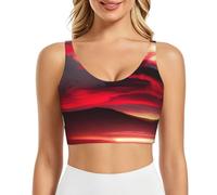 Red Sky At Night Starry Print - Brasier deportivo para mujer, ligero, transpirable y elástico, Negro, M