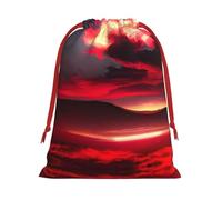 Red Sky at Night Starry Print Super Soft Velvet Drawstring Storage Bag Fit for Halloween Promotion Multifuncional Bag