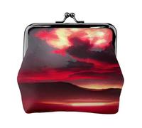 Red Sky at Night Starry Printed Kiss Lock - Monedero de piel sintética para viajes, compras y salidas diarias