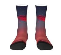 Red Sky at Night Starry Socks para hombres y mujeres, suaves, transpirables, flexibles, cómodos con diseño elegante, el mejor regalo, 2 Negro-2, Altoa única