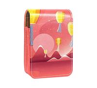 Red Sky Lantern - Estuche portátil para pintalabios para viajes, mini caja de almacenamiento de lápiz labial con espejo para mujeres y mujeres, bolsa de cosméticos de cuero, Varios colores, 9.5x2x7 cm/3.7x0.8x2.7 in