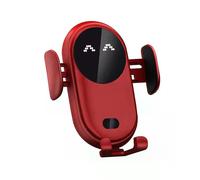 (Red)Smart Car Wireless Charger Phone Holder Smart Automatic Sensor Car Phone Holder Tw