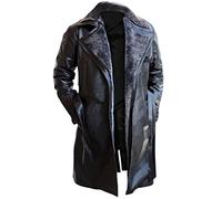Red Smoke Blade Runner 2049 Ryan Gosling (Oficial K) Shearling Negro Trench Abrigo de Piel Traje