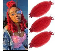 Red Springy Afro Twist Hair 12 Inch Kinky Twist Hair 3 Packs Marley Twist Braiding Hair Pre-fluffed Afro Twist Hair Spring Twist Hair Wrapping Hair for Soft Locs