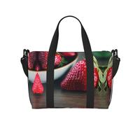 Red Strawberry - Bolsa de gimnasio grande de 16 pulgadas, ligera, para viajes, deportes, hospital, Black, Talla única